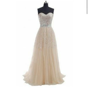 Fit & flare adjustable sequin prom dress